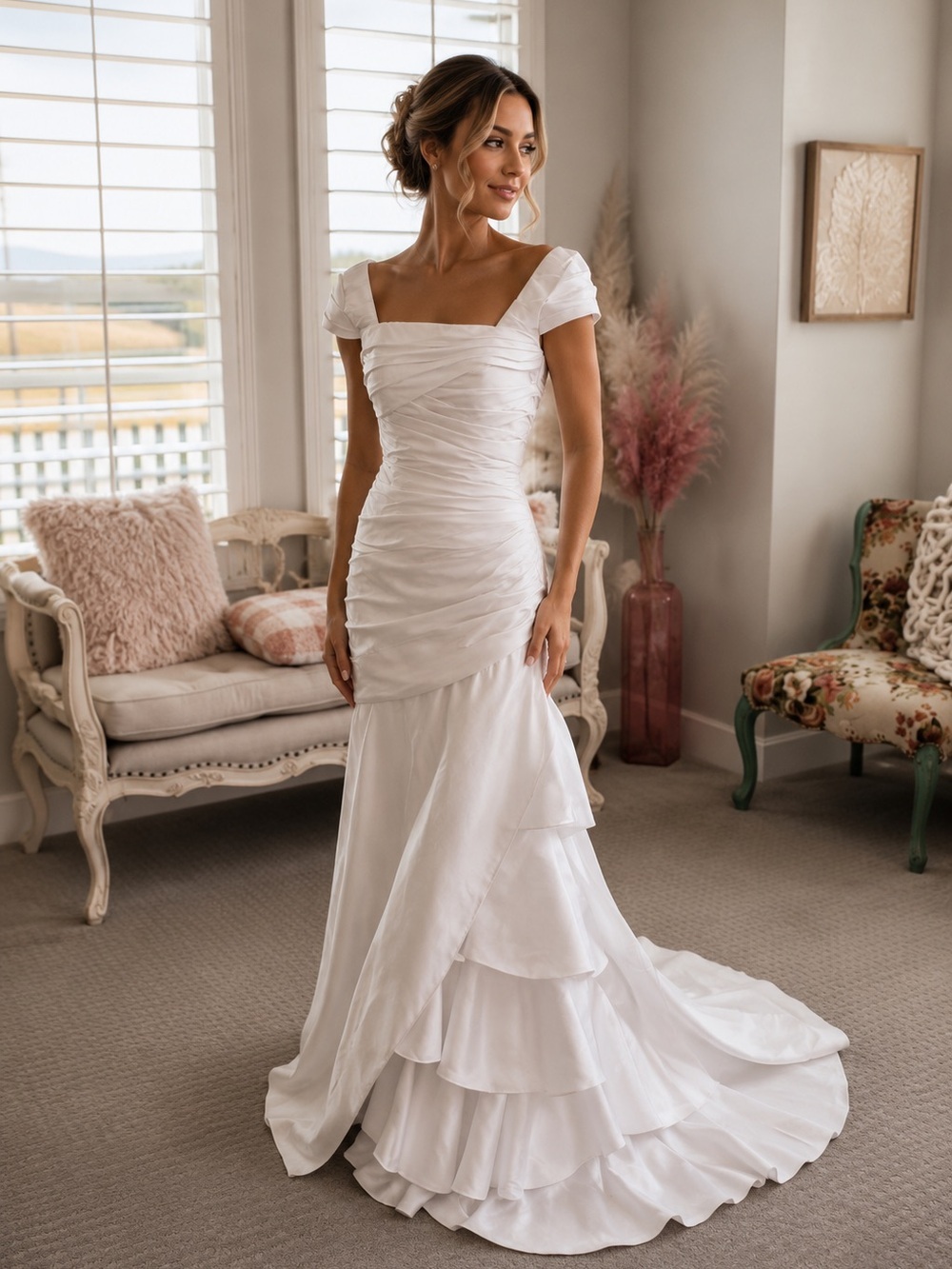Demetrios Wedding Dress Size 6 Ruched Mermaid Bridal Gown